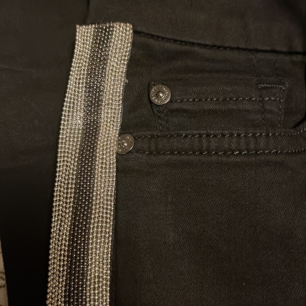7 For All Mankind - The high waist able skinny black jeans. Side embellishments - Picture 6 of 16